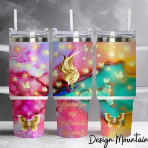 Butterfly Custom Stanley Quencher 40oz Stainless Steel Tumbler With Handle