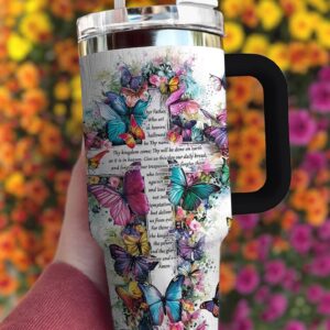 Butterfly Custom Stanley Quencher 40oz Stainless Steel Tumbler With Handle