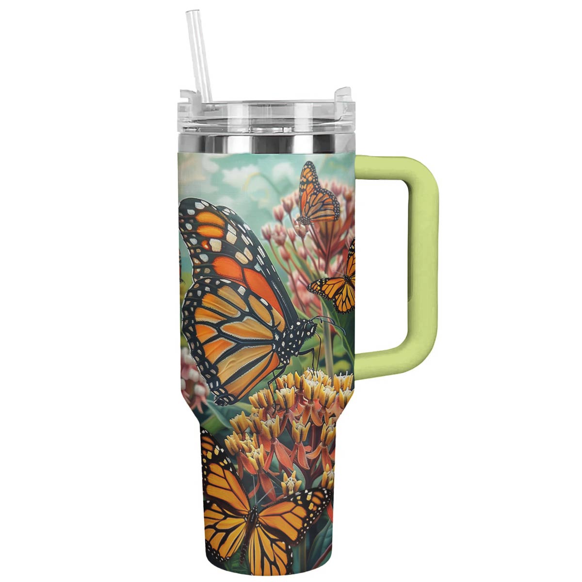 Butterfly Custom Stanley Quencher 40oz Stainless Steel Tumbler With Handle