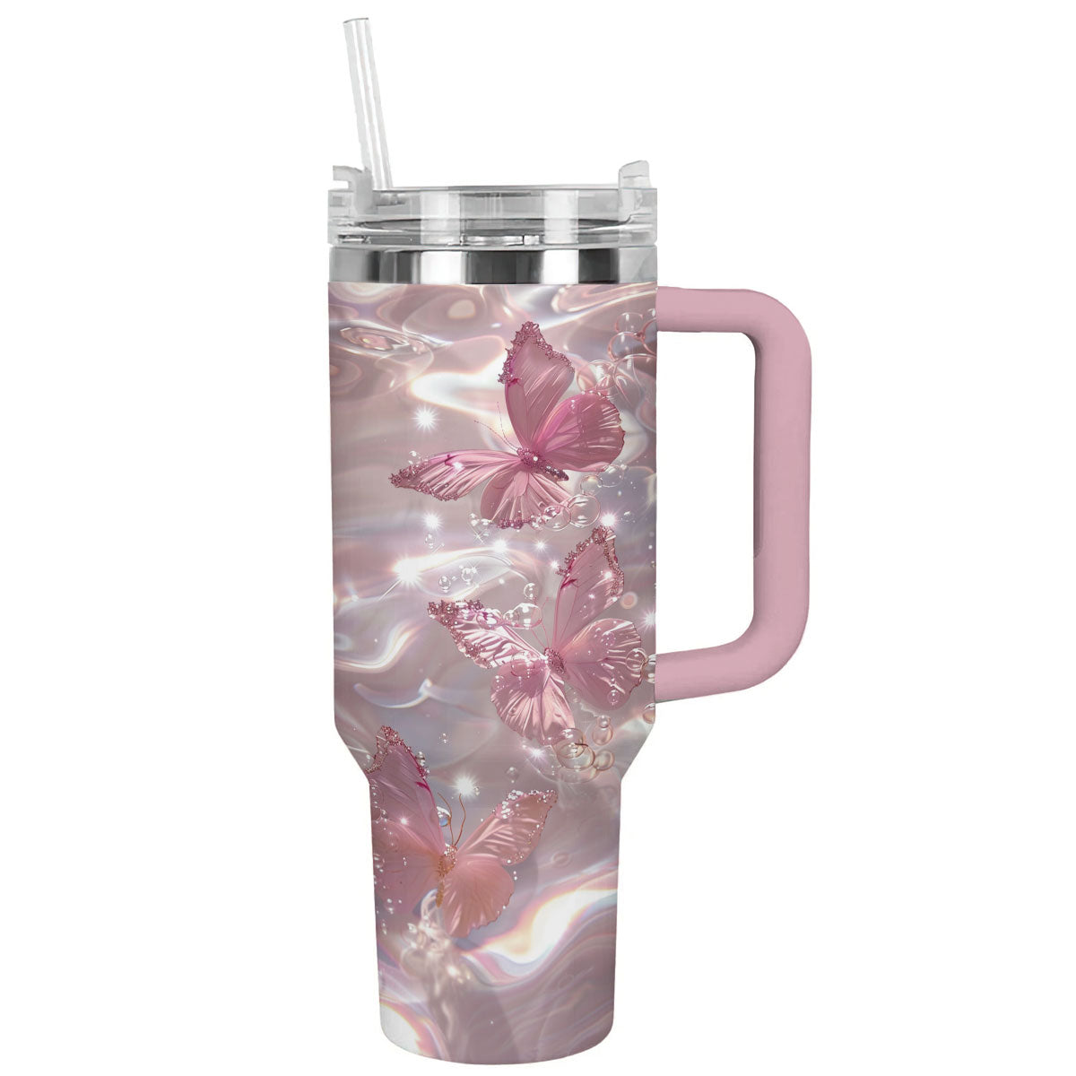 Butterfly Custom Stanley Quencher 40oz Stainless Steel Tumbler With Handle
