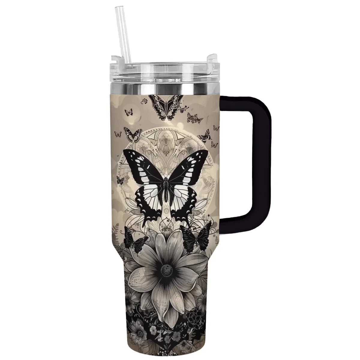 Butterfly Custom Stanley Quencher 40oz Stainless Steel Tumbler With Handle