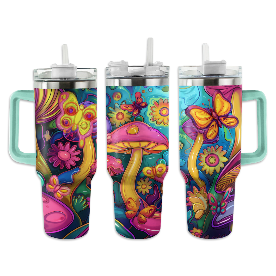 Butterfly Custom Stanley Quencher 40oz Stainless Steel Tumbler With Handle