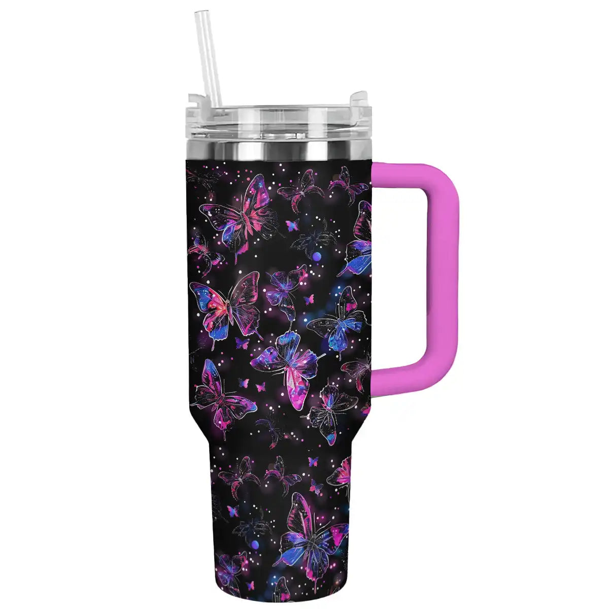 Butterfly Custom Stanley Quencher 40oz Stainless Steel Tumbler With Handle