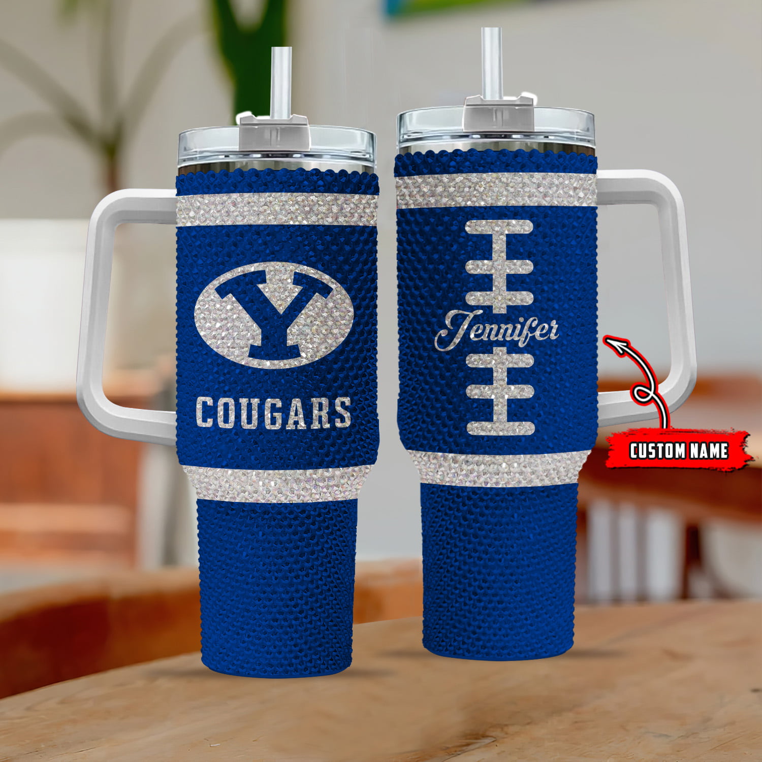 BYU Cougars NCAA Custom Stanley Quencher 40oz Stainless Steel Tumbler With Handle