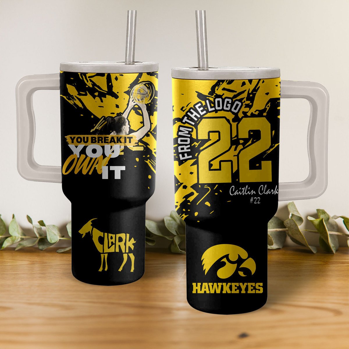 Caitlin Clark Iowa Hawkeyes NCAA Custom Stanley Quencher 40oz Stainless Steel Tumbler With Handle