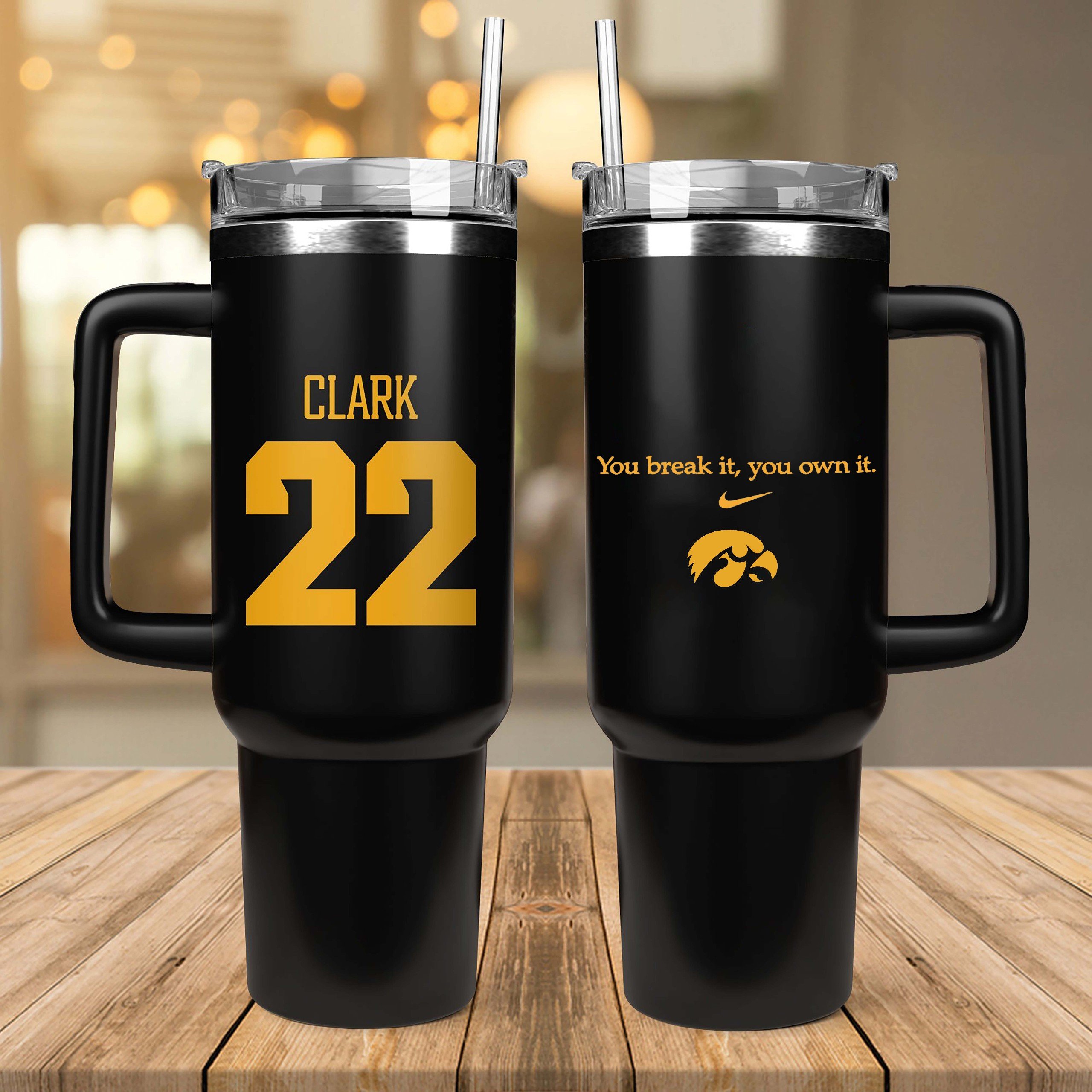 Caitlin Clark Iowa Hawkeyes Womenâ€™s Basketball NCAA Custom Stanley Quencher 40oz Stainless Steel Tumbler With Handle