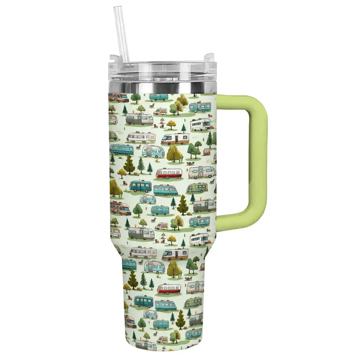 Camping In My Life Custom Stanley Quencher 40oz Stainless Steel Tumbler With Handle