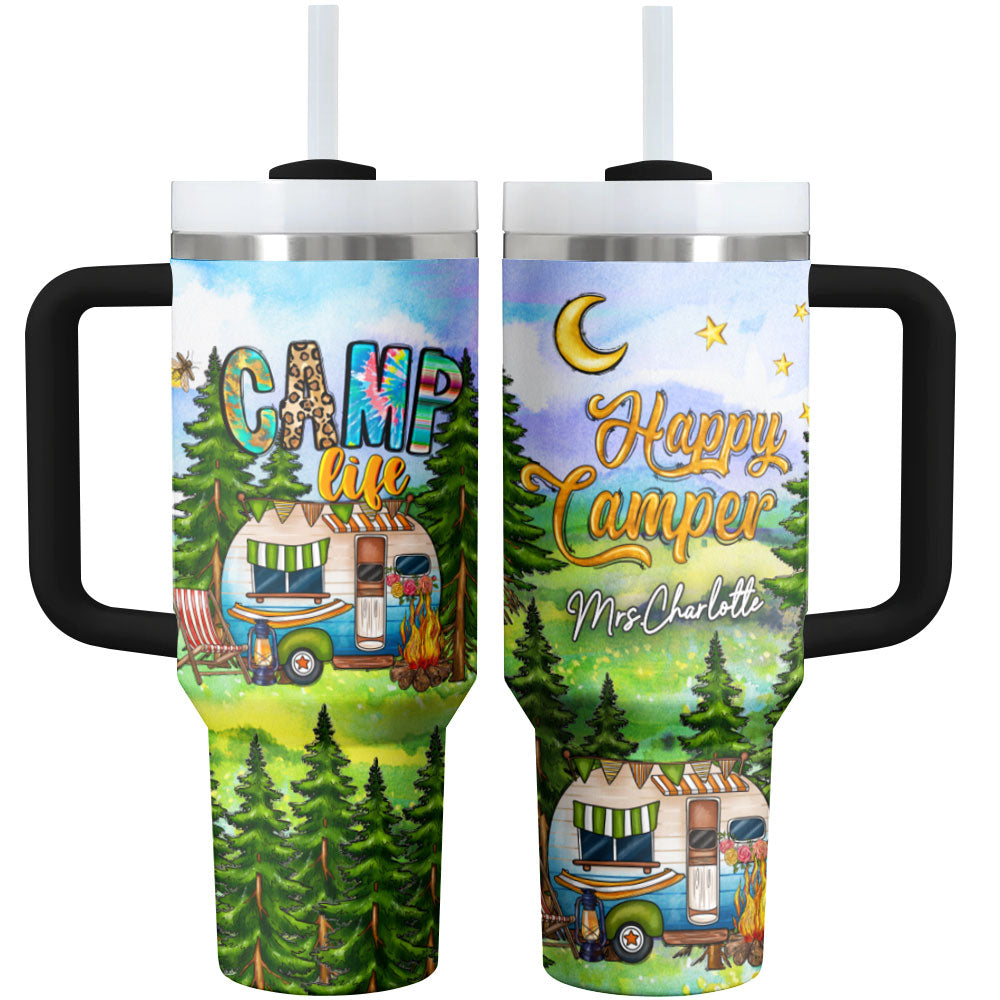 Camping Life Custom Stanley Quencher 40oz Stainless Steel Tumbler With Handle