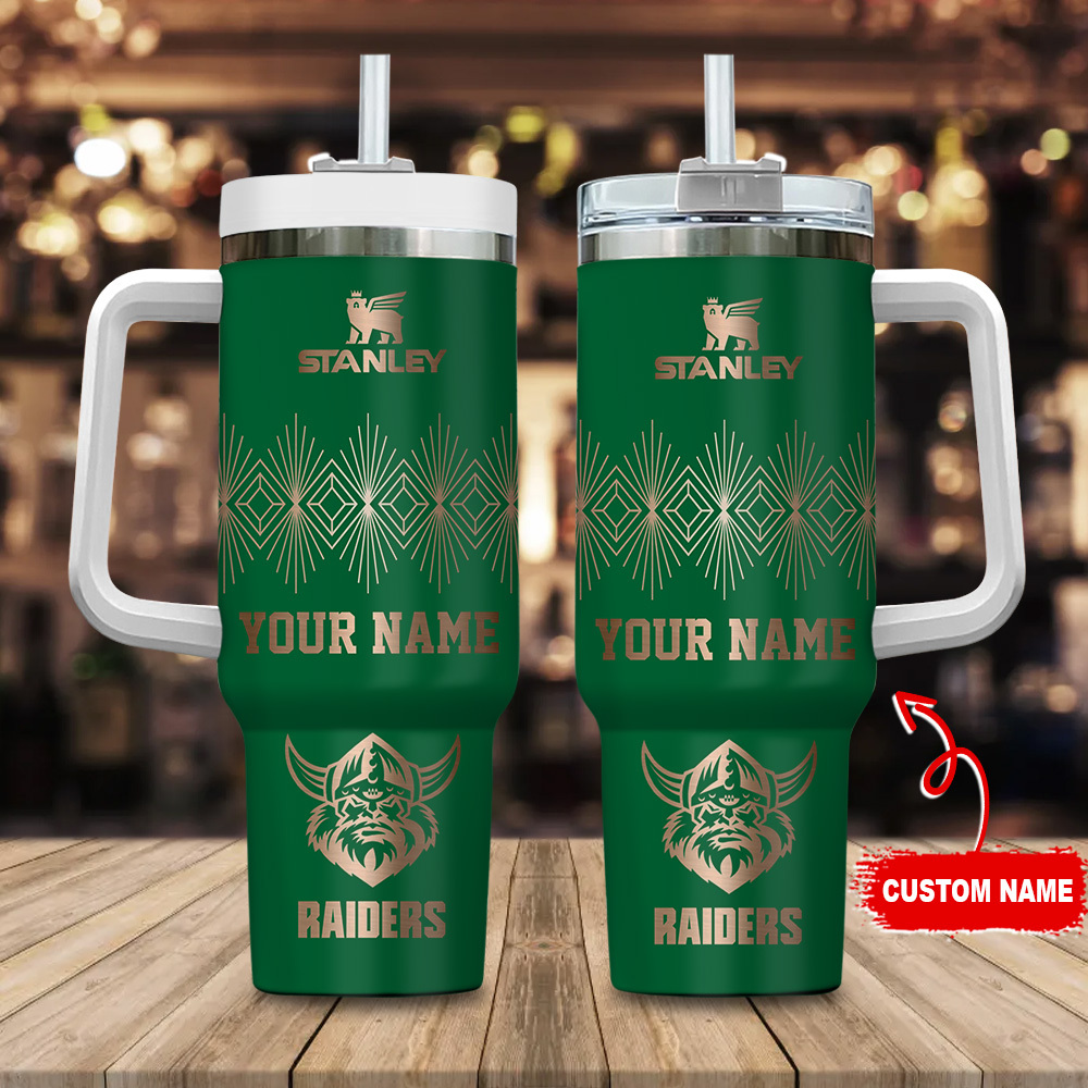 Canberra Raiders NRL Custom Stanley Quencher 40oz Stainless Steel Tumbler With Handle