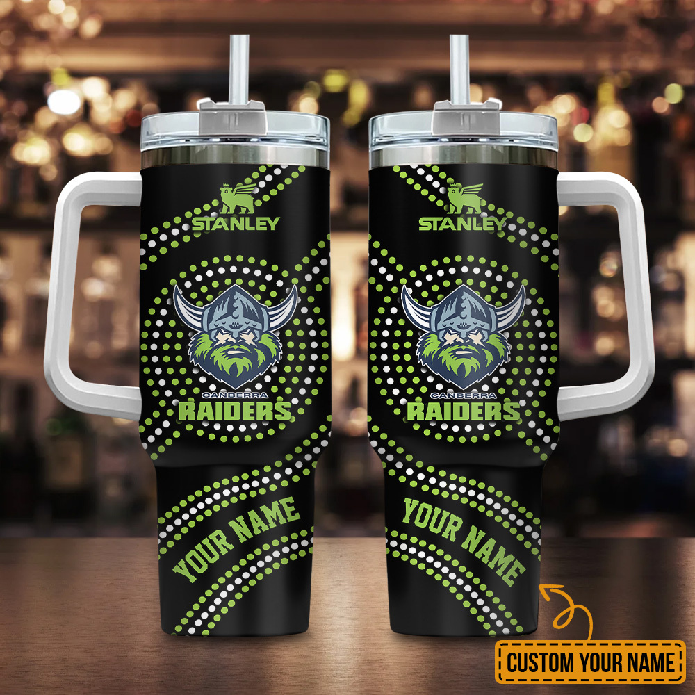 Canberra Raiders NRL Custom Stanley Quencher 40oz Stainless Steel Tumbler With Handle