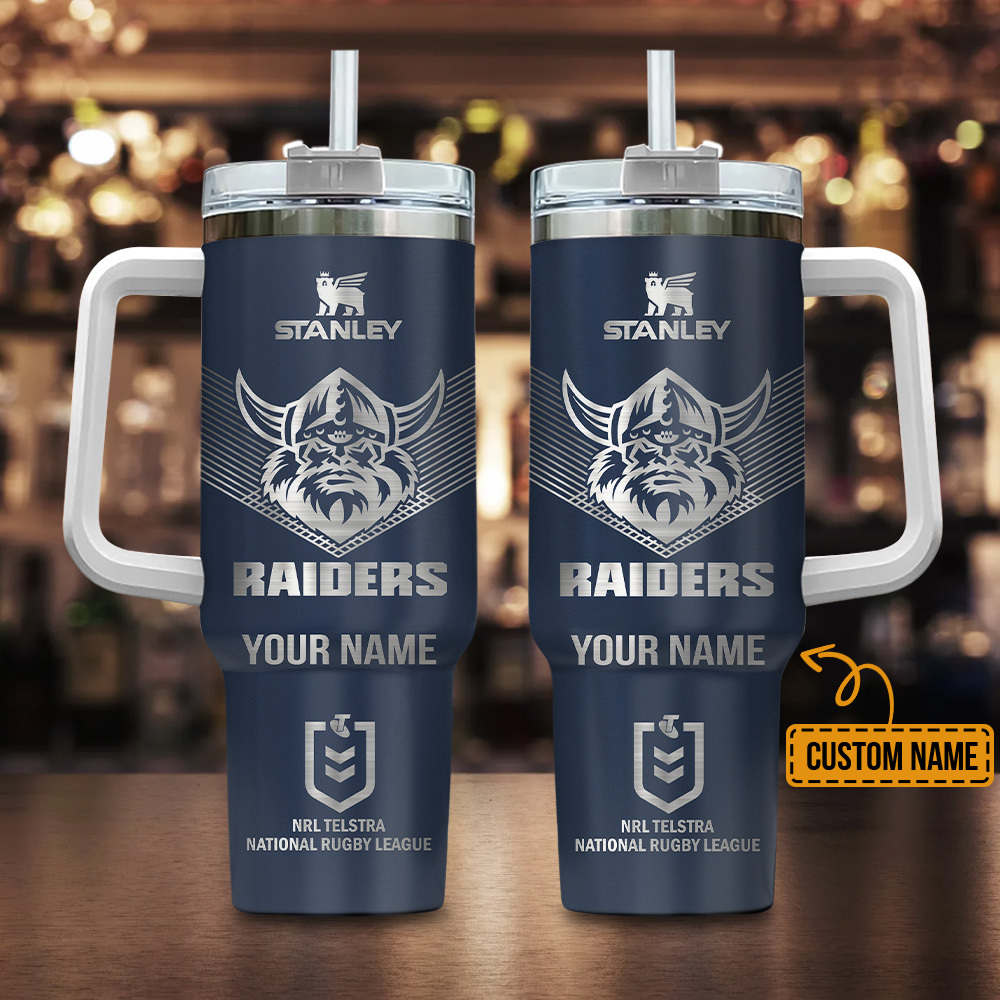 Canberra Raiders NRL Custom Stanley Quencher 40oz Stainless Steel Tumbler With Handle