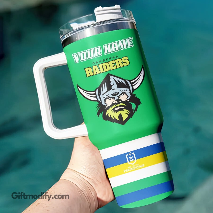 Canberra Raiders NRL Custom Stanley Quencher 40oz Stainless Steel Tumbler With Handle