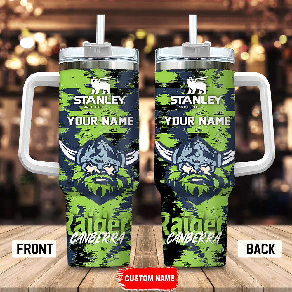 Canberra Raiders NRL Custom Stanley Quencher 40oz Stainless Steel Tumbler With Handle