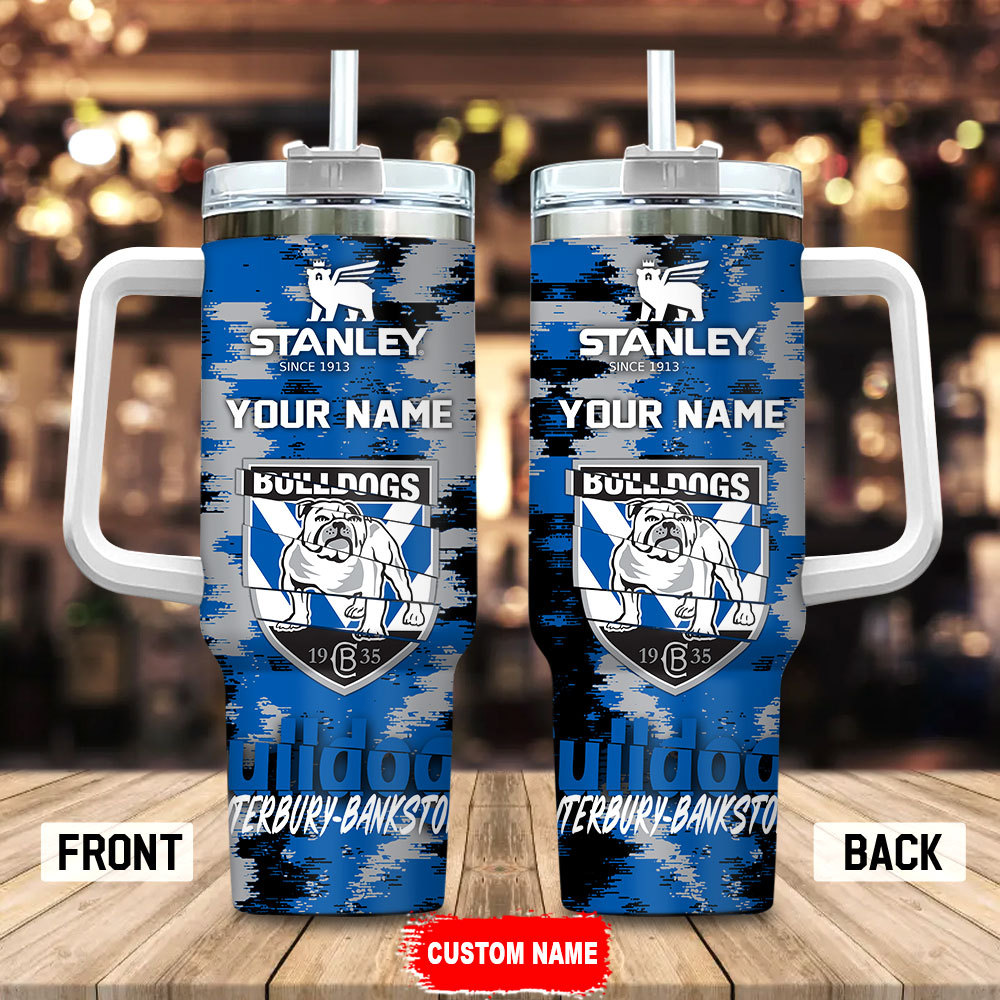 Canterbury-Bankstown Bulldogs NRL Custom Stanley Quencher 40oz Stainless Steel Tumbler With Handle