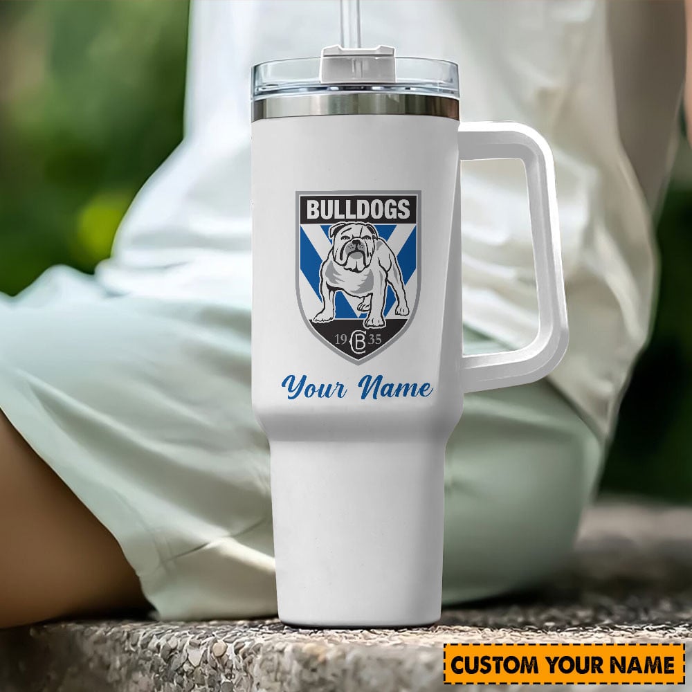 Canterbury Bulldogs NRL Custom Stanley Quencher 40oz Stainless Steel Tumbler With Handle