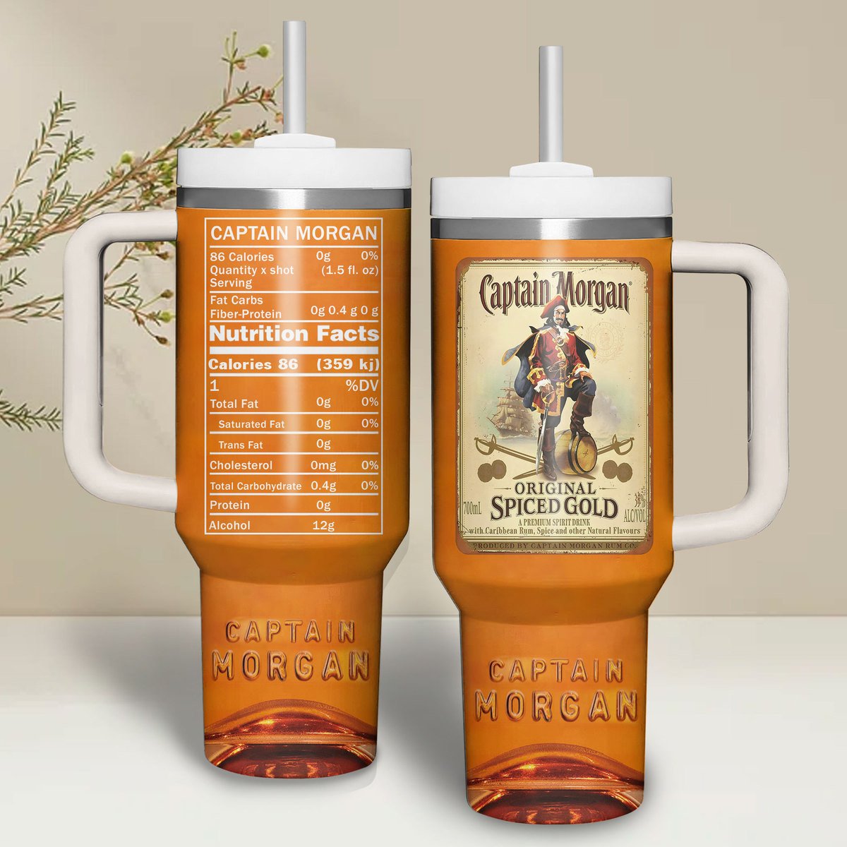 Captain Morgan Drinks Custom Stanley Quencher 40oz Stainless Steel Tumbler With Handle