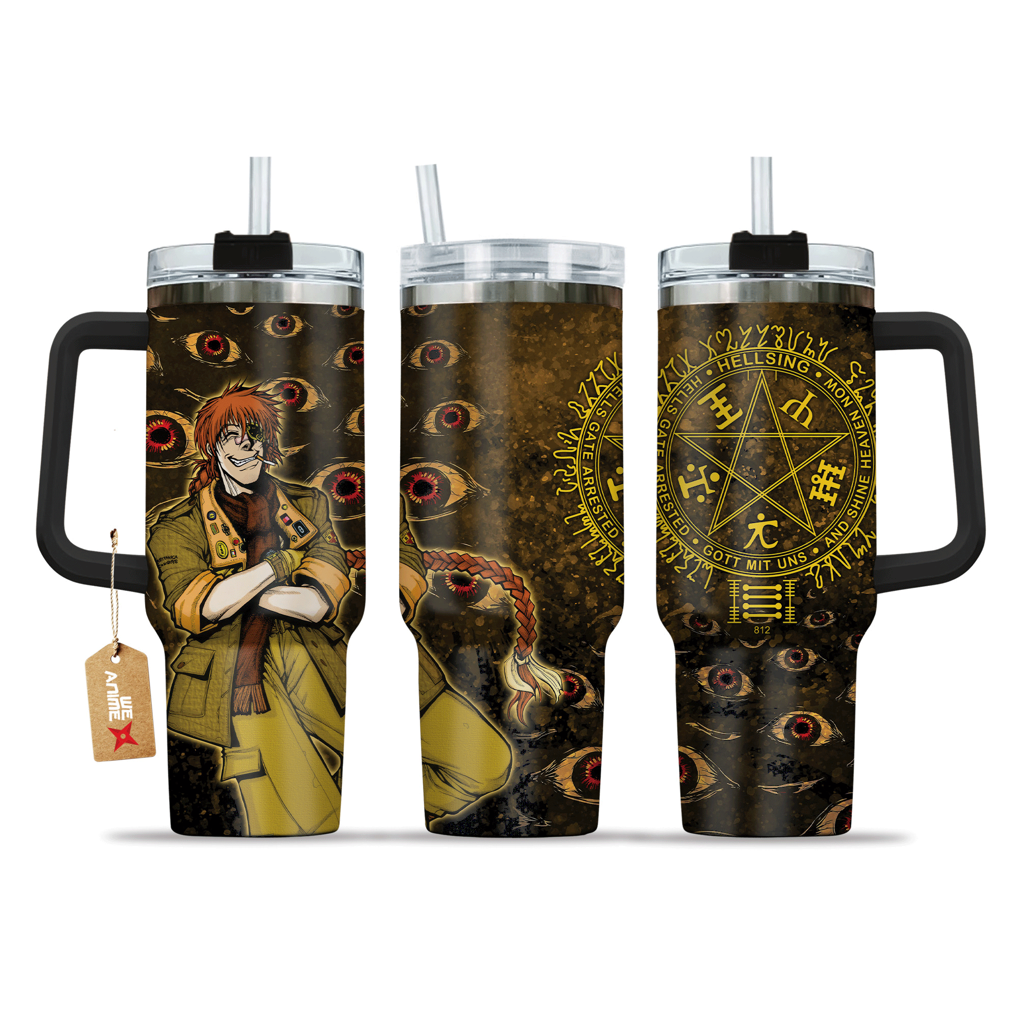 Captain Pip Bernadotte Hellsing Anime Custom Stanley Quencher 40oz Stainless Steel Tumbler With Handle
