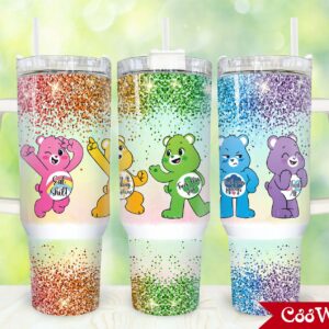 Care Bears Custom Stanley Quencher 40oz Stainless Steel Tumbler With Handle