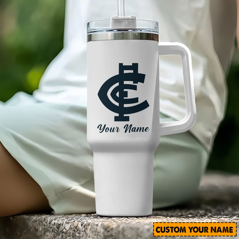 Carlton Blues AFL Custom Stanley Quencher 40oz Stainless Steel Tumbler With Handle