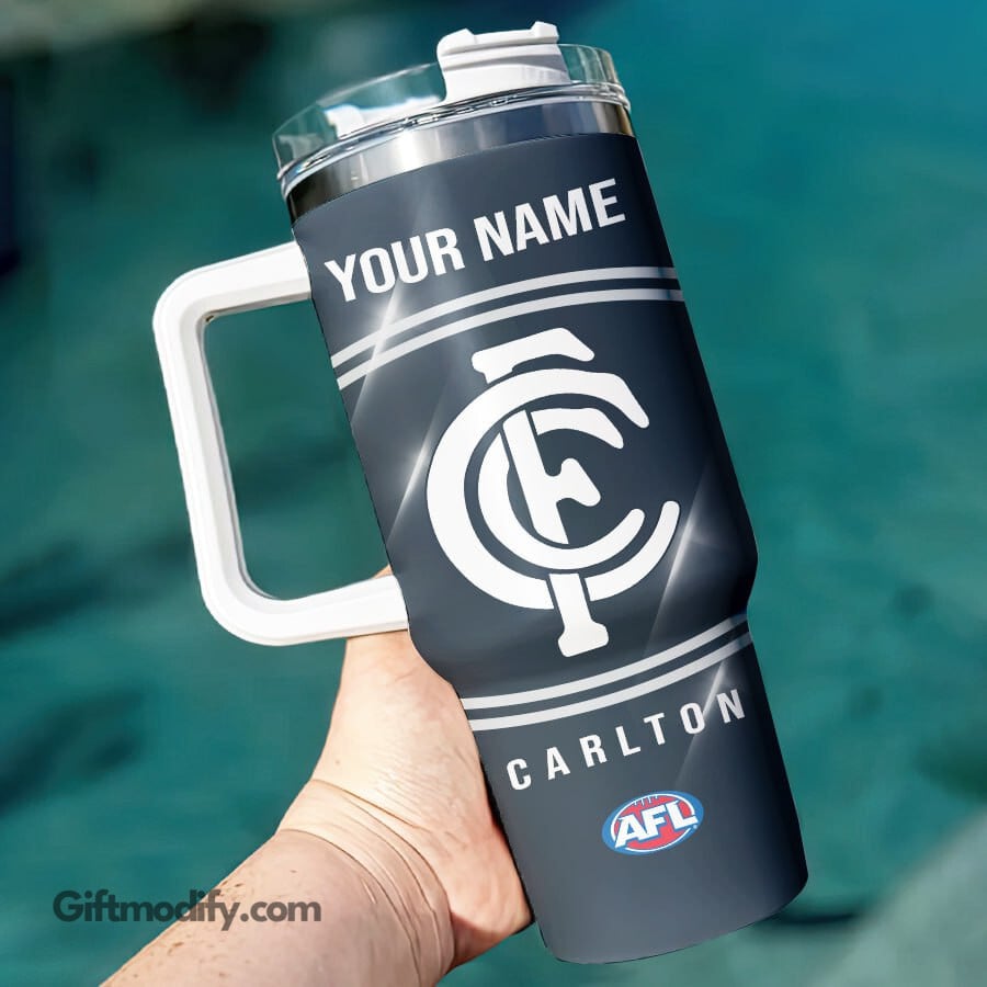 Carlton Blues AFL Custom Stanley Quencher 40oz Stainless Steel Tumbler With Handle