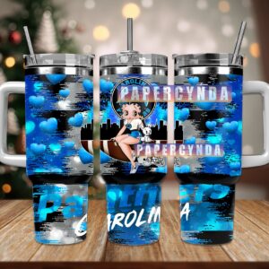 Carolina Panthers Custom Stanley Quencher 40oz Stainless Steel Tumbler With Handle