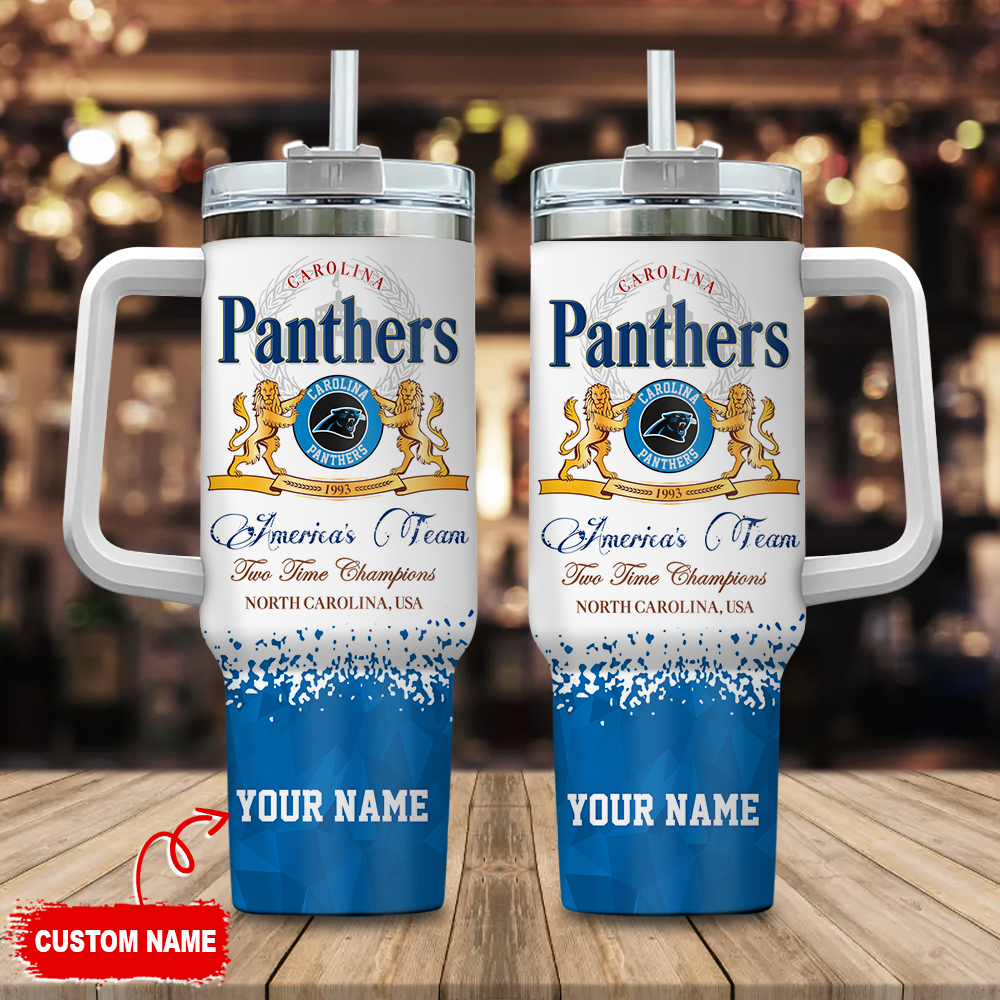 Carolina Panthers NFL Champions Modelo Custom Stanley Quencher 40oz Stainless Steel Tumbler With Handle