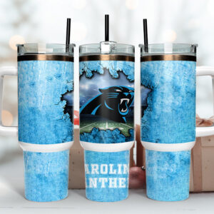Carolina Panthers NFL Custom Stanley Quencher 40oz Stainless Steel Tumbler With Handle