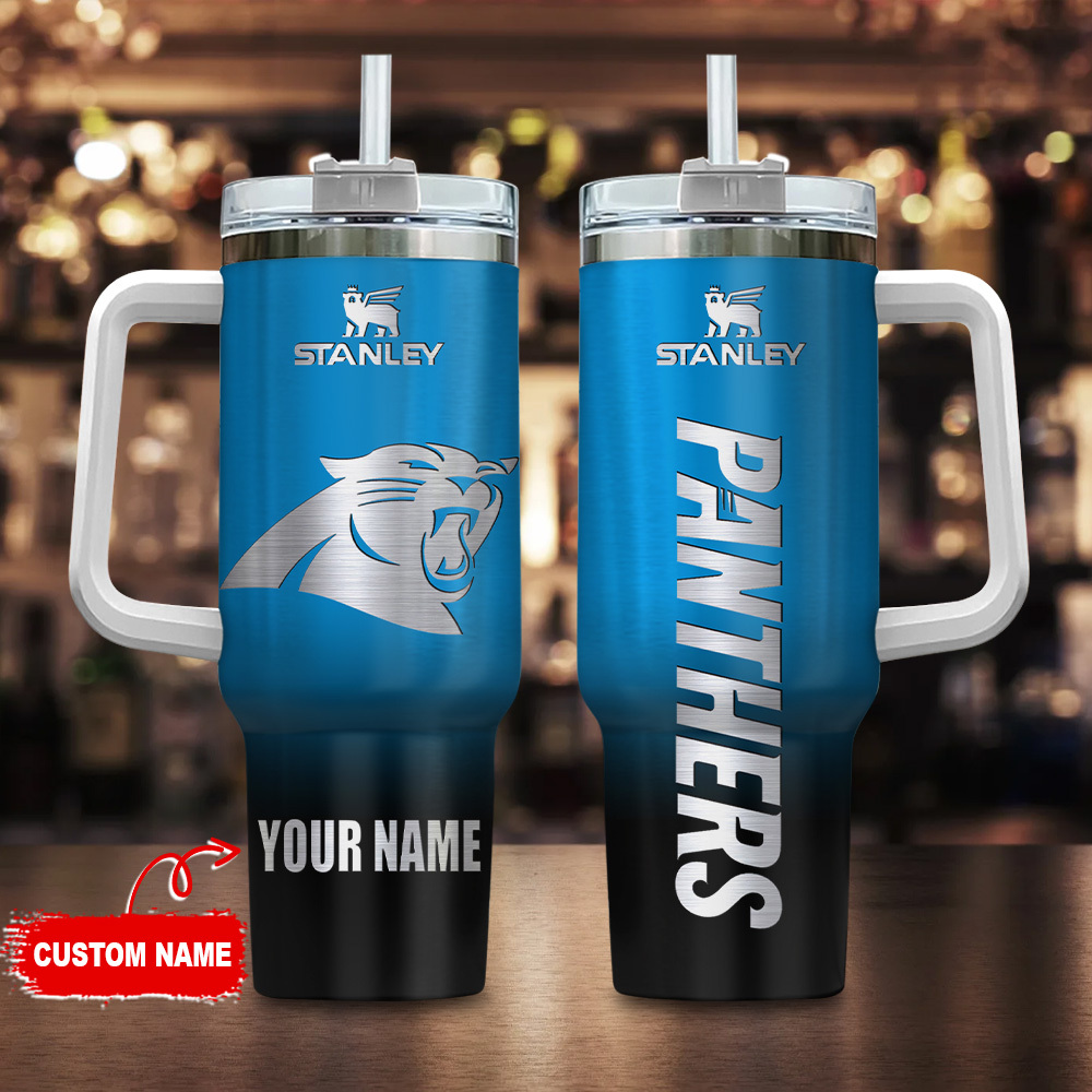 Carolina Panthers NFL Custom Stanley Quencher 40oz Stainless Steel Tumbler With Handle