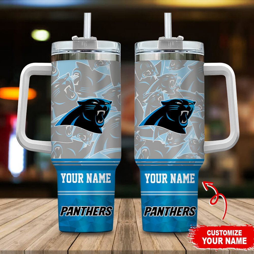 Carolina Panthers NFL Custom Stanley Quencher 40oz Stainless Steel Tumbler With Handle