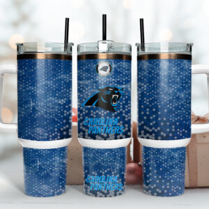 Carolina Panthers NFL Custom Stanley Quencher 40oz Stainless Steel Tumbler With Handle