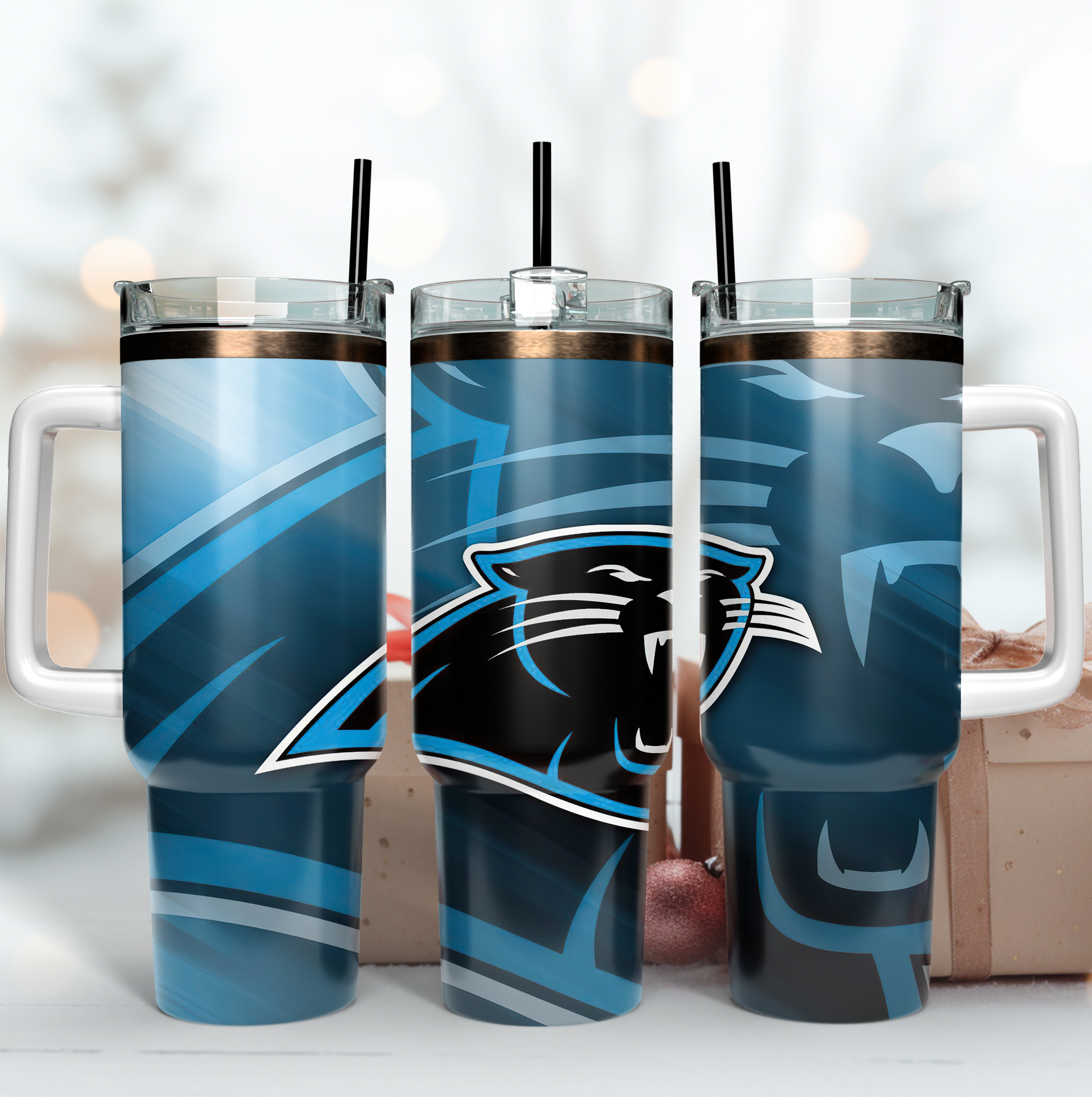 Carolina Panthers NFL Custom Stanley Quencher 40oz Stainless Steel Tumbler With Handle