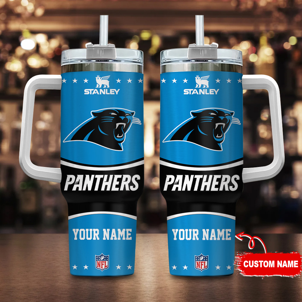 Carolina Panthers NFL Custom Stanley Quencher 40oz Stainless Steel Tumbler With Handle