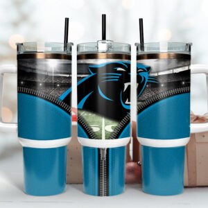 Carolina Panthers NFL Custom Stanley Quencher 40oz Stainless Steel Tumbler With Handle