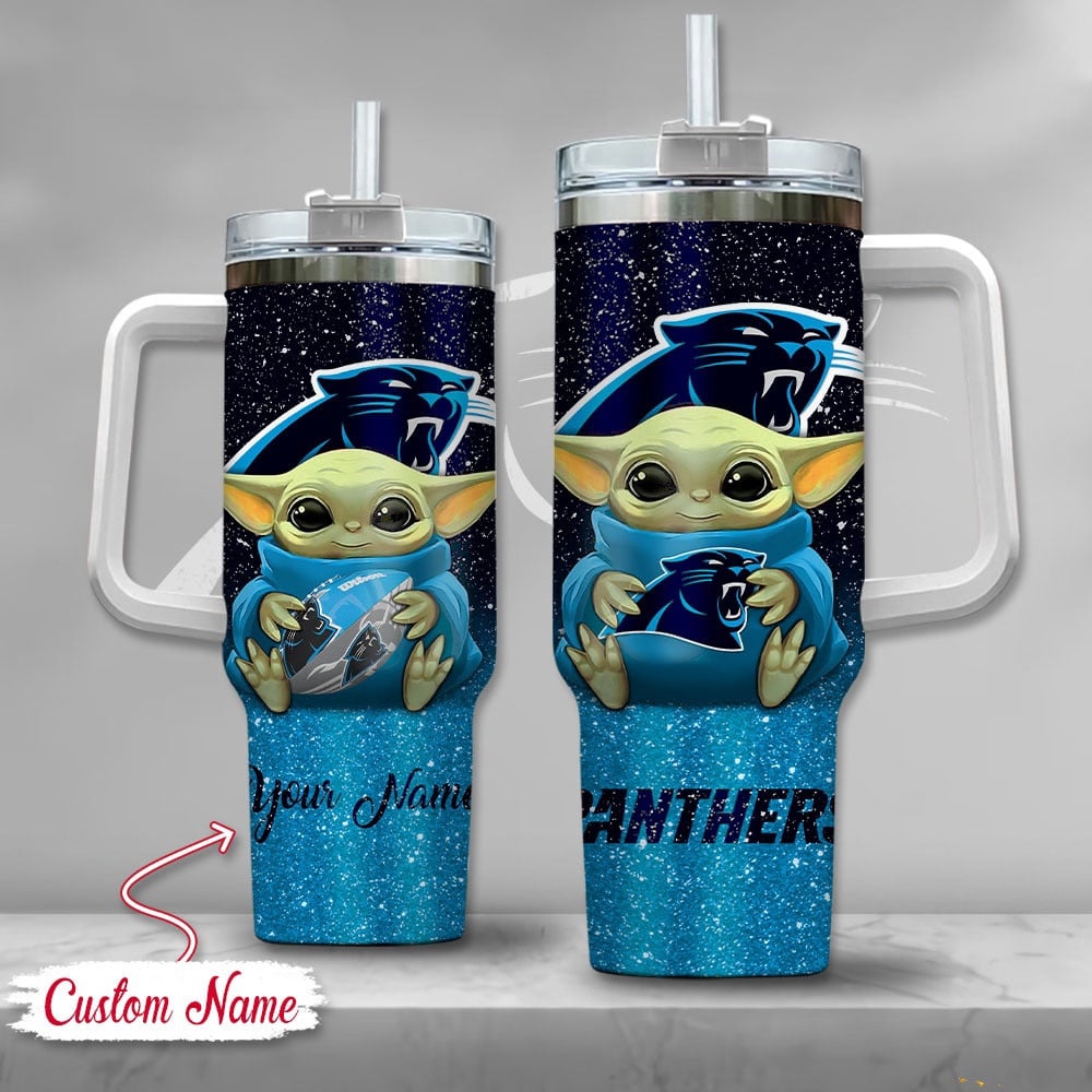 Carolina Panthers NFL Custom Stanley Quencher 40oz Stainless Steel Tumbler With Handle