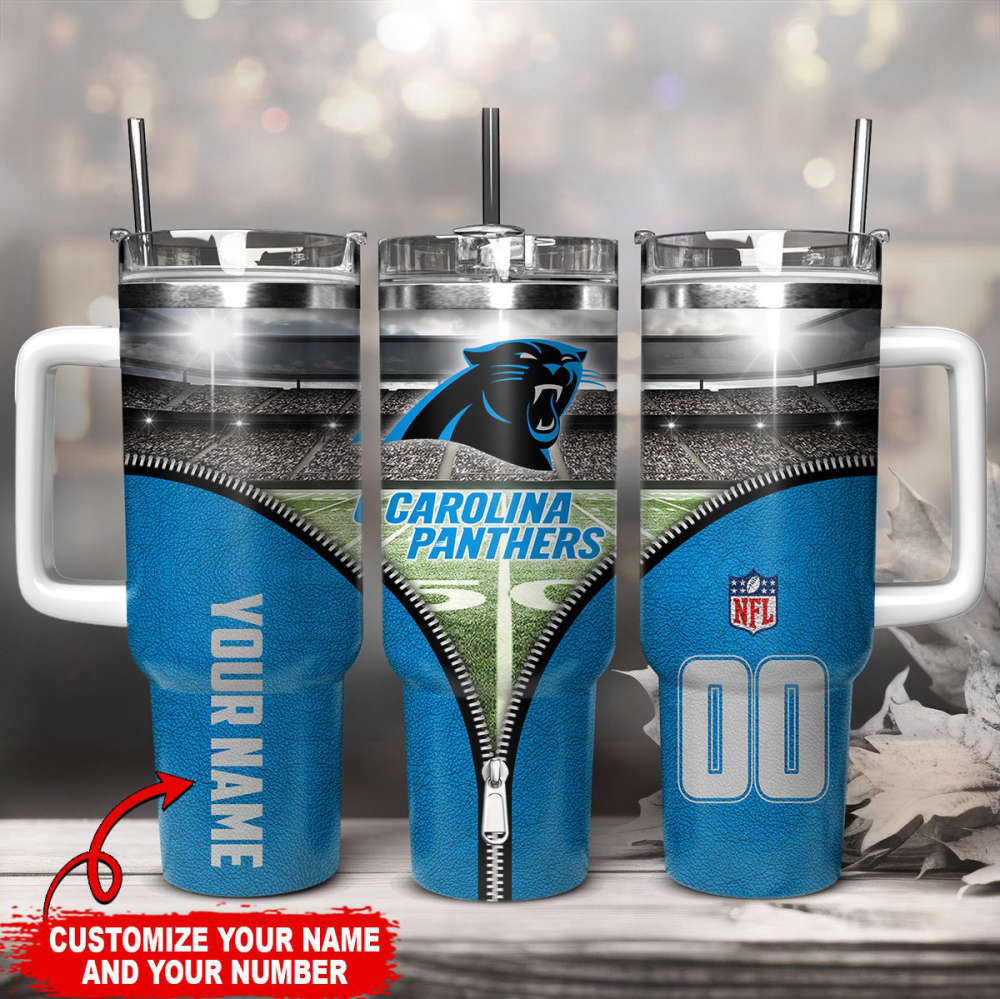 Carolina Panthers NFL Custom Stanley Quencher 40oz Stainless Steel Tumbler With Handle