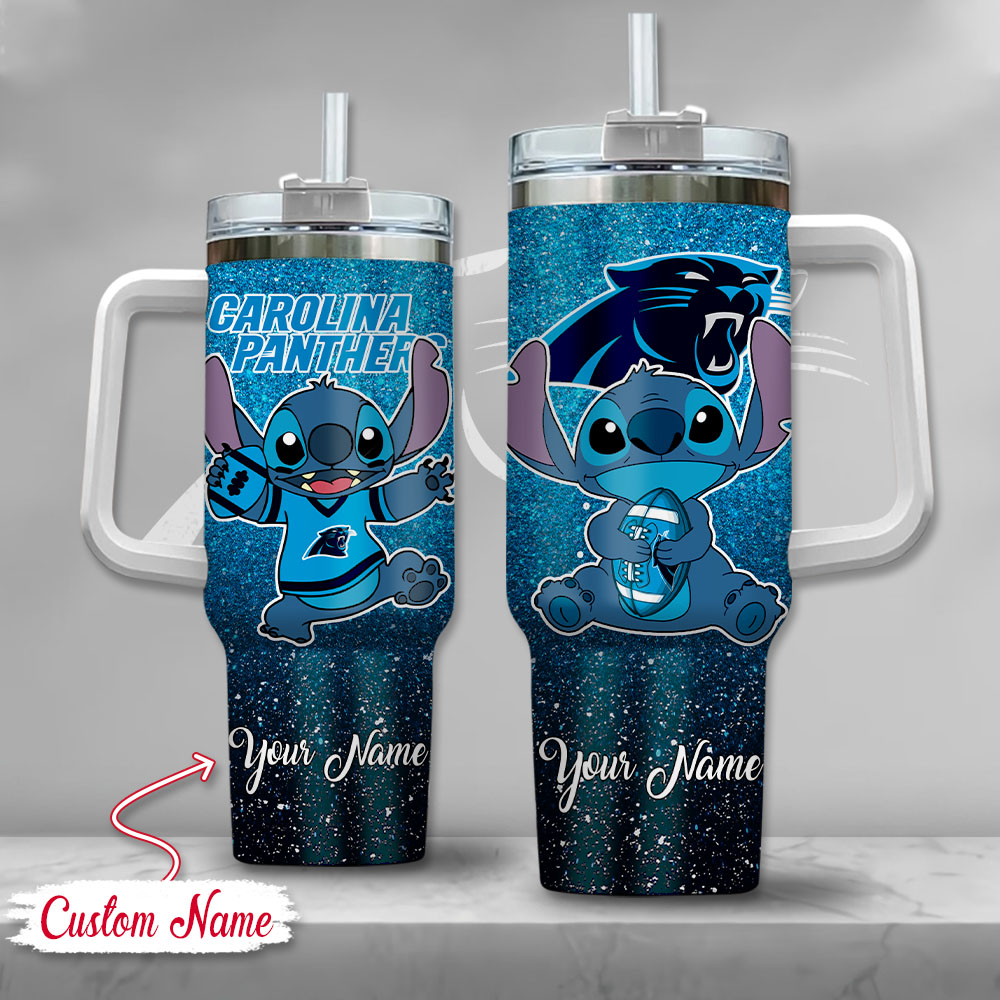 Carolina Panthers NFL Custom Stanley Quencher 40oz Stainless Steel Tumbler With Handle