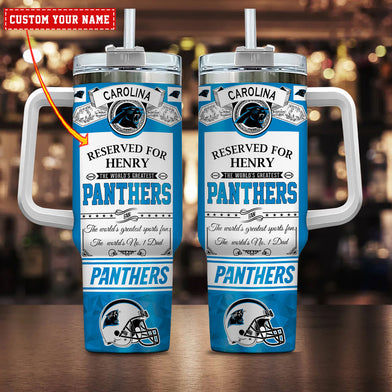 Carolina Panthers NFL Custom Stanley Quencher 40oz Stainless Steel Tumbler With Handle