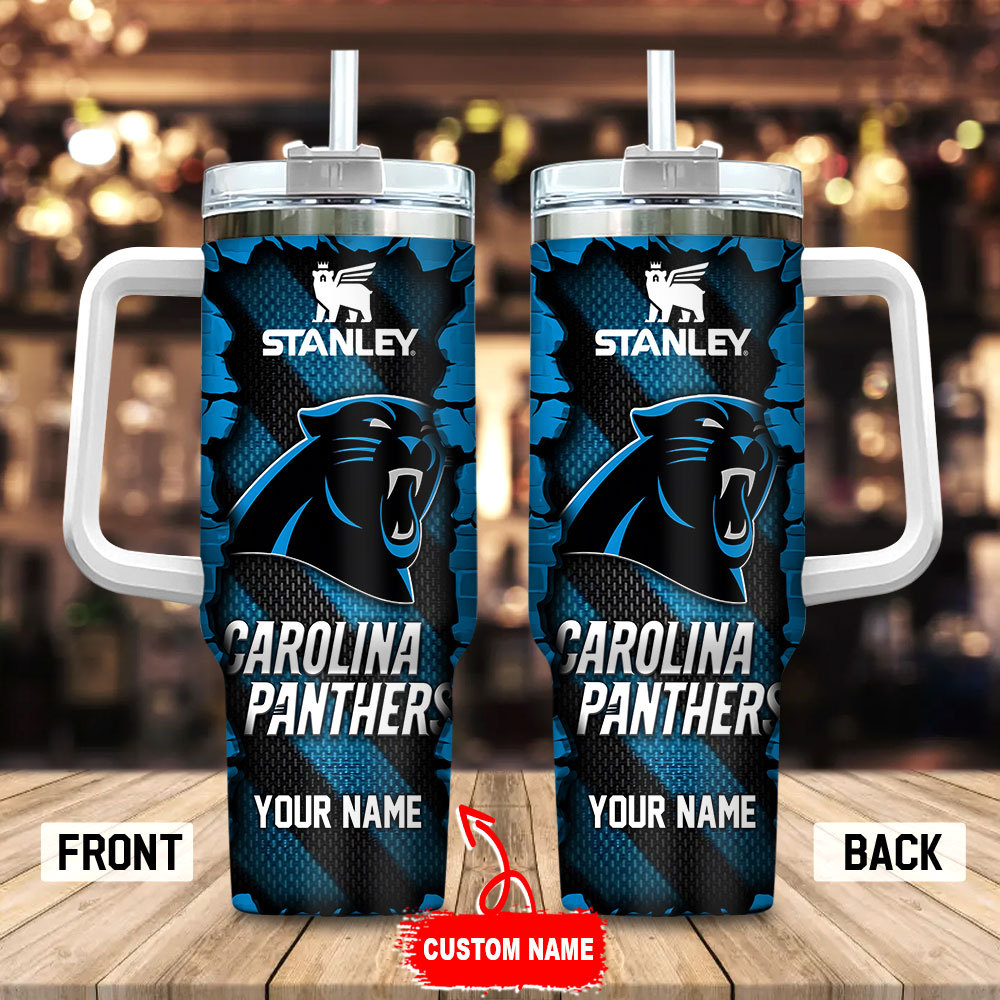 Carolina Panthers NFL Custom Stanley Quencher 40oz Stainless Steel Tumbler With Handle