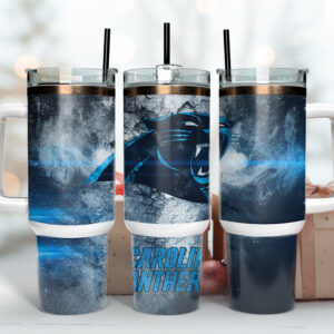 Carolina Panthers NFL Custom Stanley Quencher 40oz Stainless Steel Tumbler With Handle