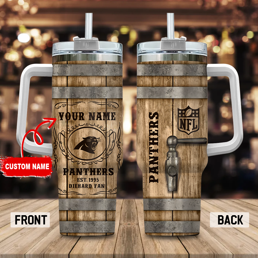 Carolina Panthers NFL Custom Stanley Quencher 40oz Stainless Steel Tumbler With Handle