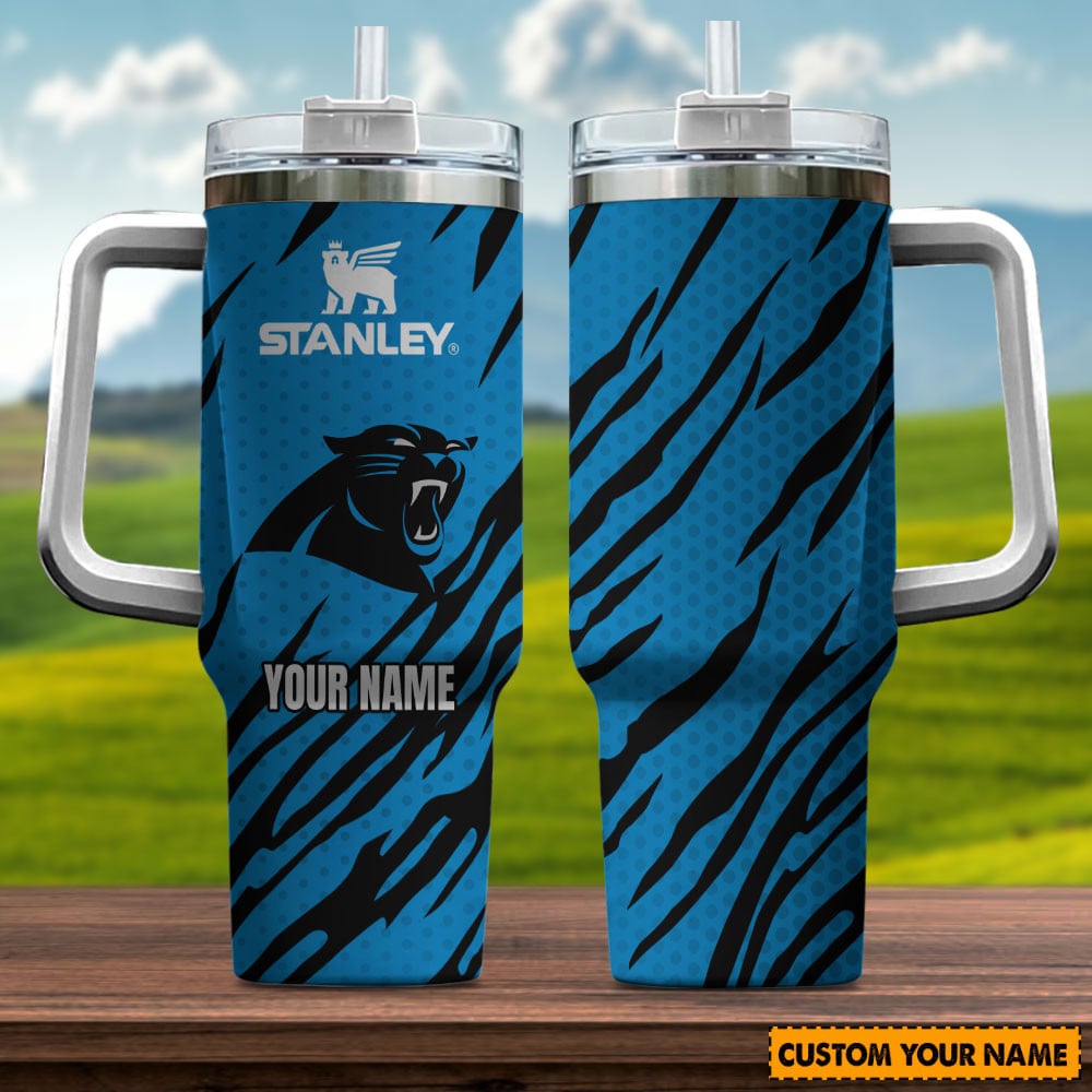 Carolina Panthers NFL Custom Stanley Quencher 40oz Stainless Steel Tumbler With Handle