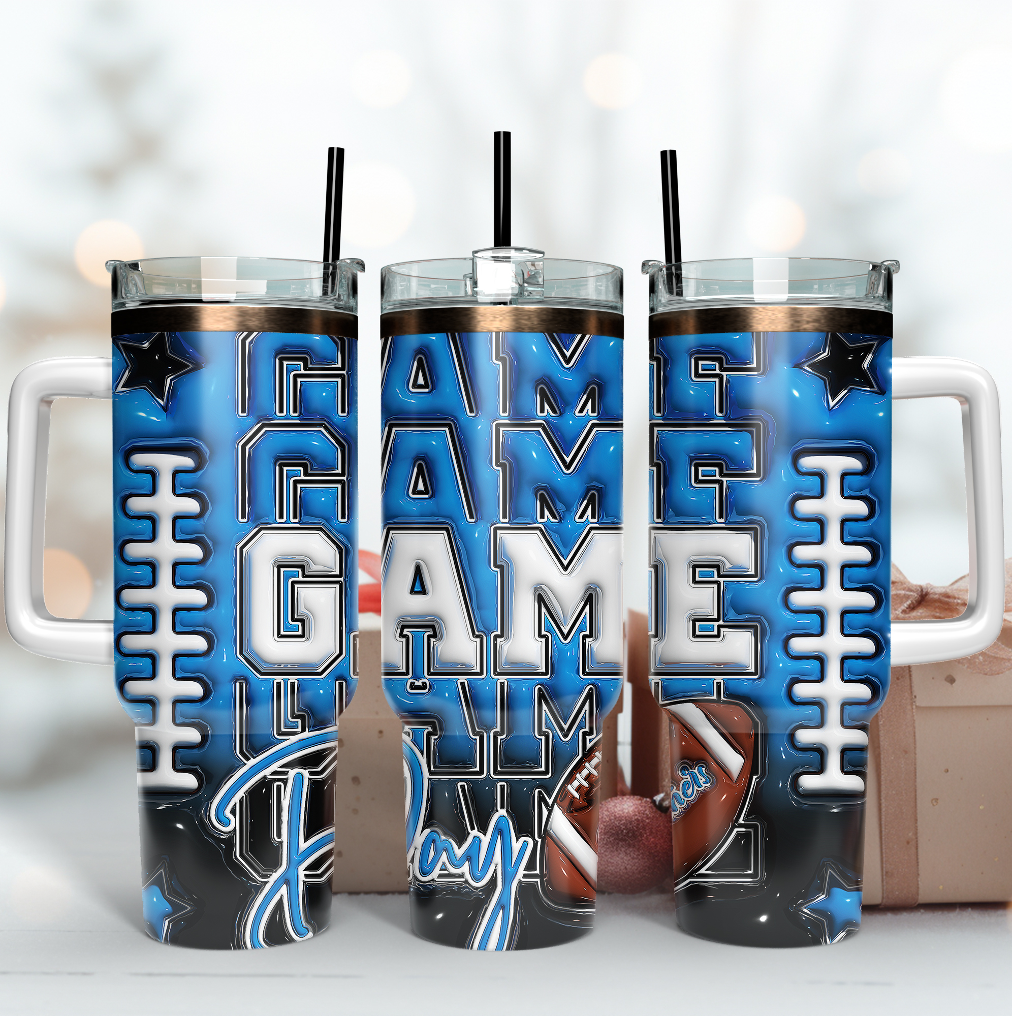 Carolina Panthers NFL Game Day Custom Stanley Quencher 40oz Stainless Steel Tumbler With Handle