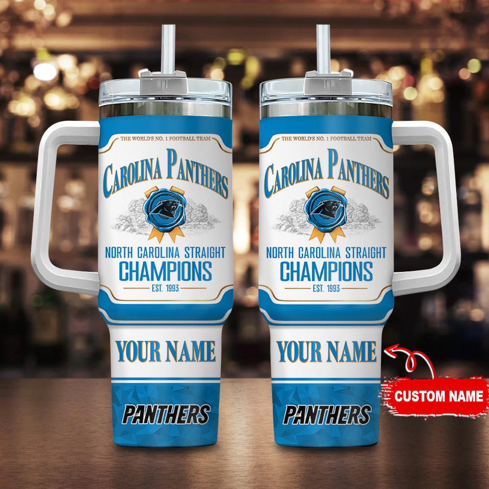 Carolina Panthers NFL Jim Beam Custom Stanley Quencher 40oz Stainless Steel Tumbler With Handle