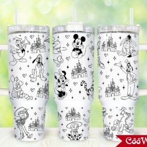 Cartoon Characters Custom Stanley Quencher 40oz Stainless Steel Tumbler With Handle