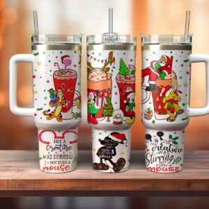 Cartoon Christmas Characters Custom Stanley Quencher 40oz Stainless Steel Tumbler With Handle