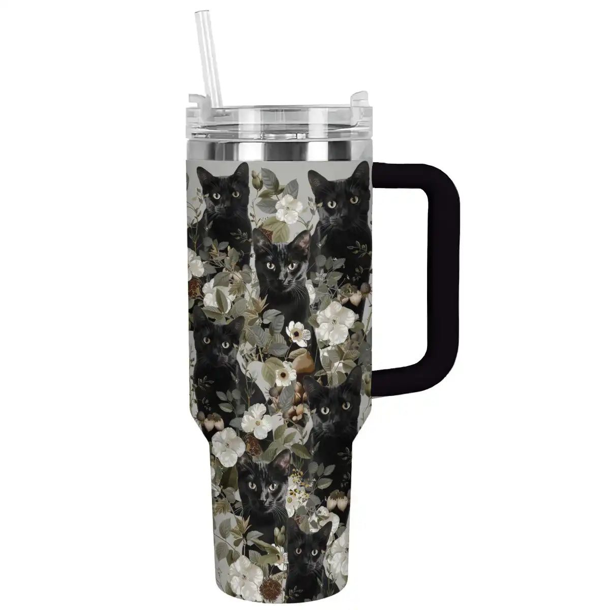 Cat Custom Stanley Quencher 40oz Stainless Steel Tumbler With Handle