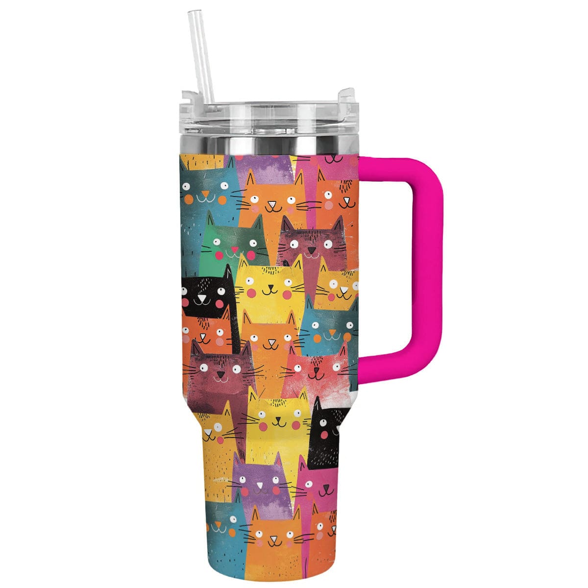 Cat Custom Stanley Quencher 40oz Stainless Steel Tumbler With Handle