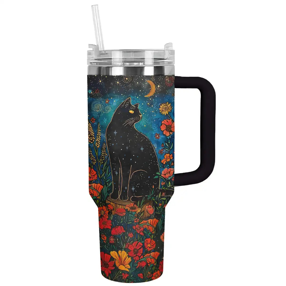 Cat Custom Stanley Quencher 40oz Stainless Steel Tumbler With Handle