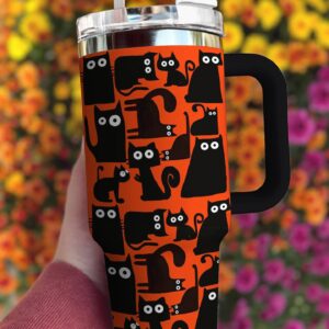 Cat Custom Stanley Quencher 40oz Stainless Steel Tumbler With Handle