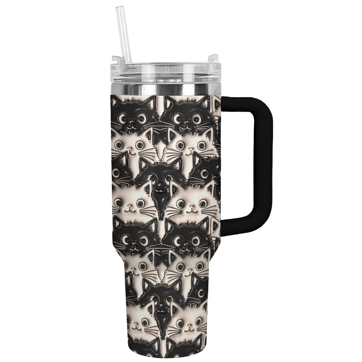 Cat Custom Stanley Quencher 40oz Stainless Steel Tumbler With Handle